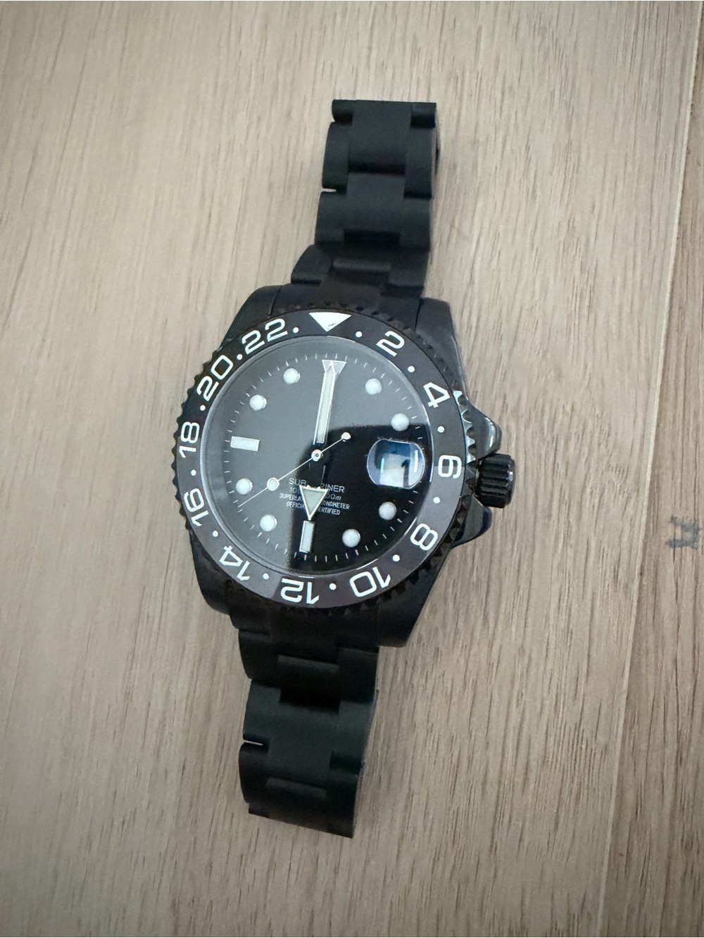 Seiko Mod Black Stainless Steel Men's Watch NH35 Automatic Movement